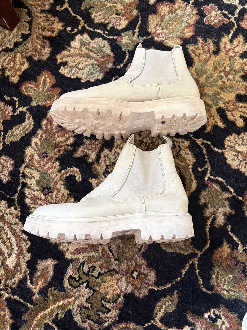 Dolce Vita Cream Leather Chelsea Lug Boots
